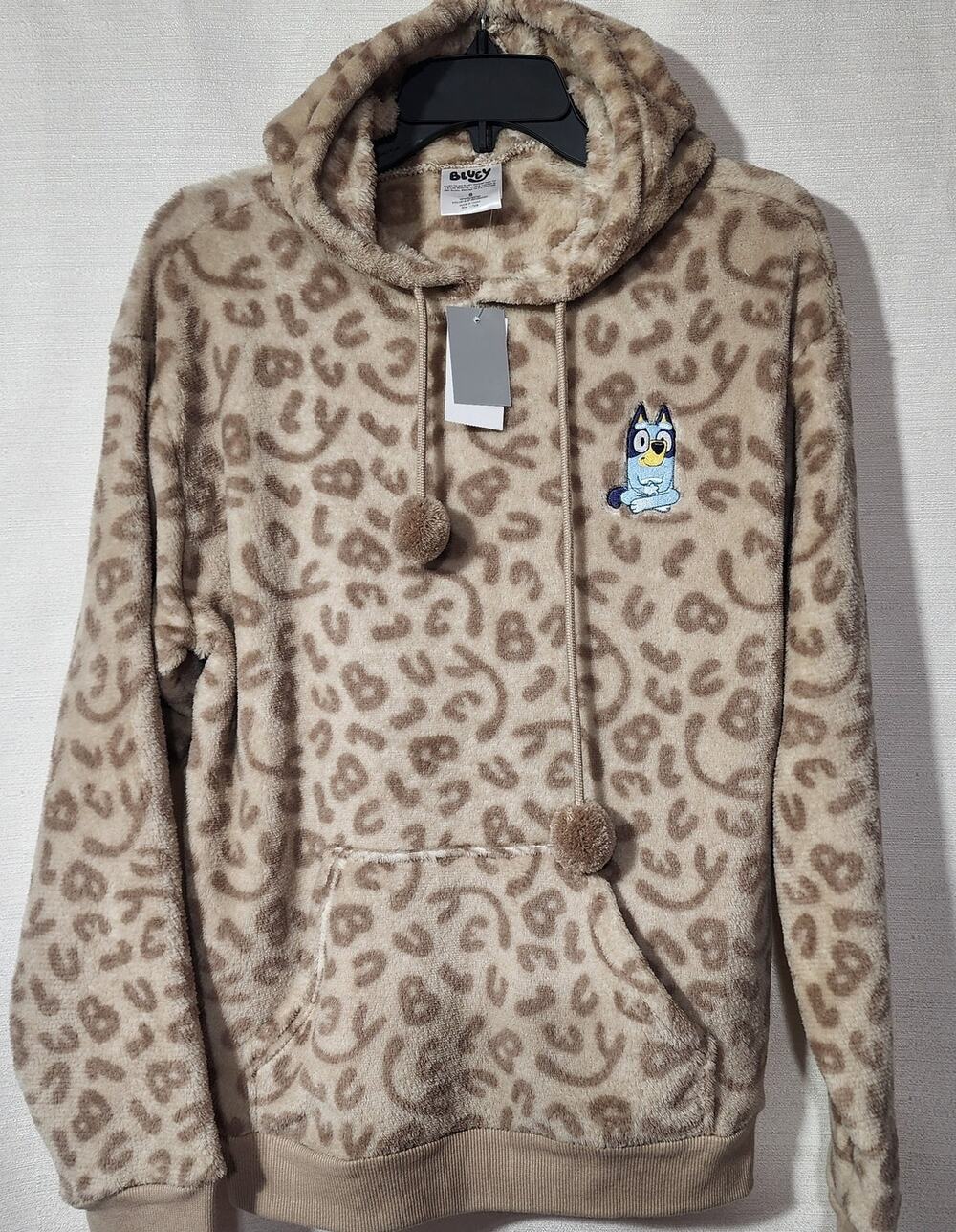 Bluey brown plush hoodie women's Small